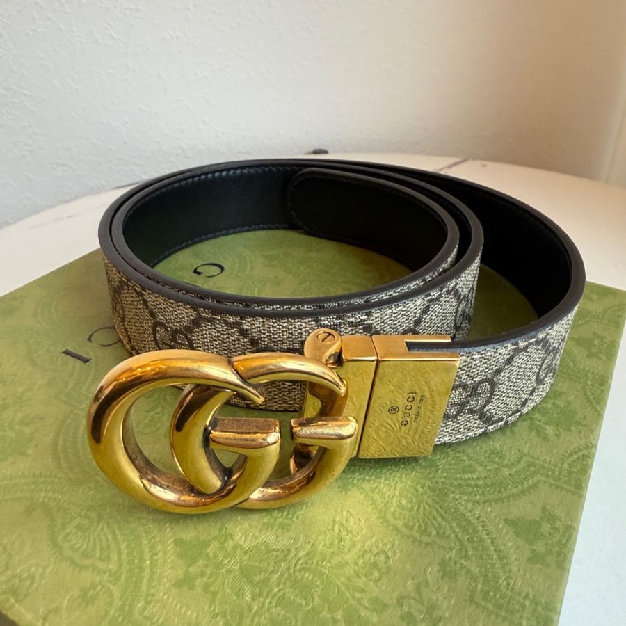 Gucci 雙面用的皮帶 超讚 85公分-0