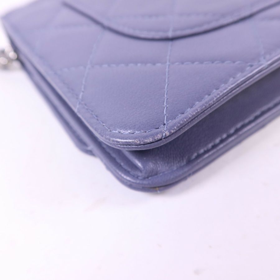 CHANEL 羊皮皮革WOC Wallet On Chain銀扣鏈帶肩背袋-13