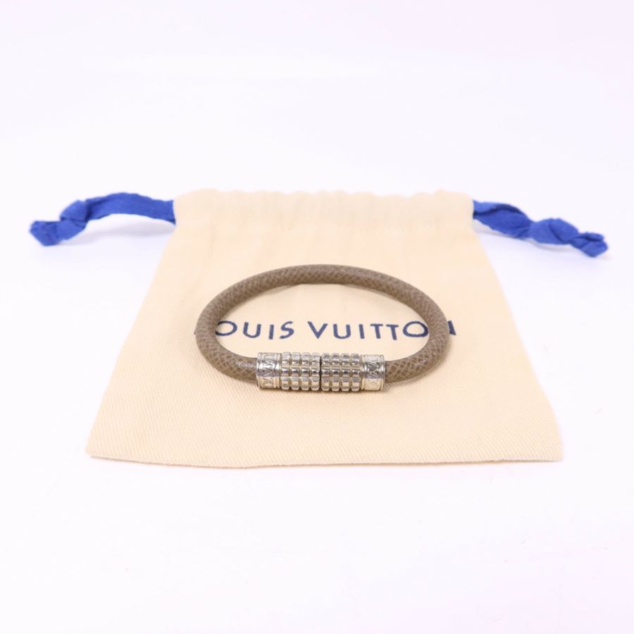 LOUIS VUITTON 皮革/金屬Digit Armband Bangle手鐲-10