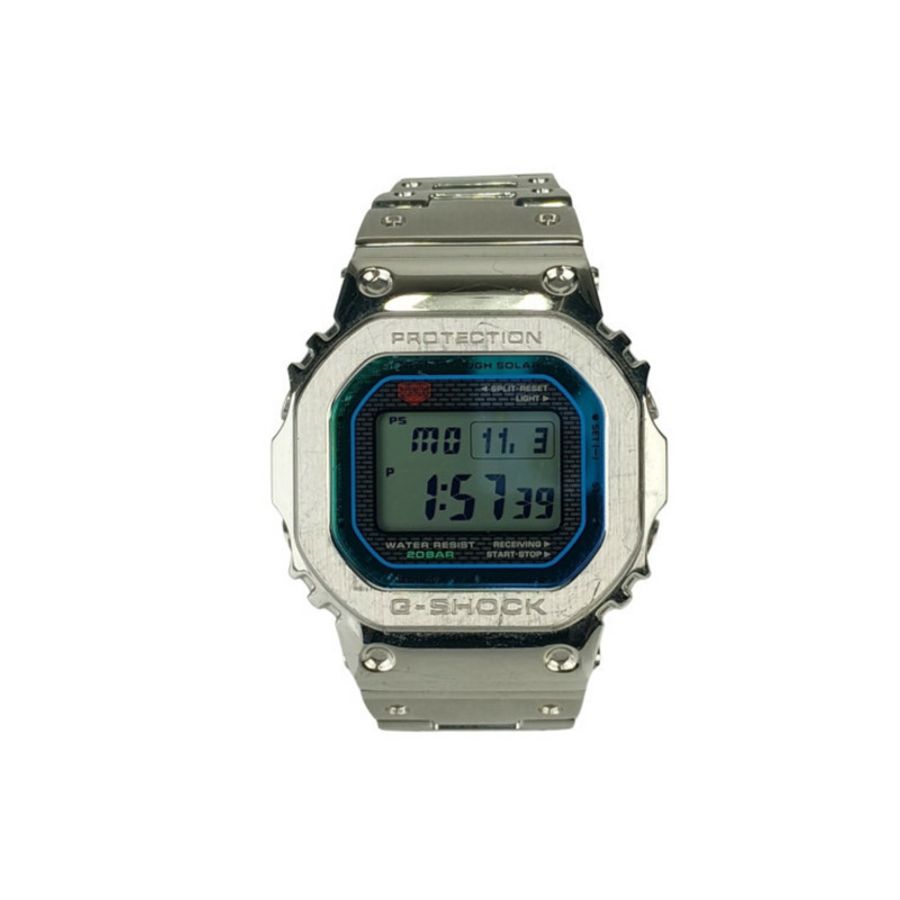 卡西歐 G-SHOCK 全金屬 5000 系列 GMWB5000PC1JF 男士數位手錶,銀色,不鏽鋼錶殼-0