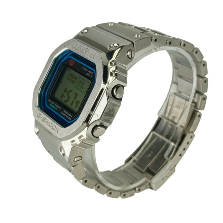 卡西歐 G-SHOCK 全金屬 5000 系列 GMWB5000PC1JF 男士數位手錶,銀色,不鏽鋼錶殼-1