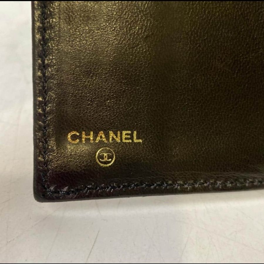 Chanel 古銅色Logo 黑色長夾-2