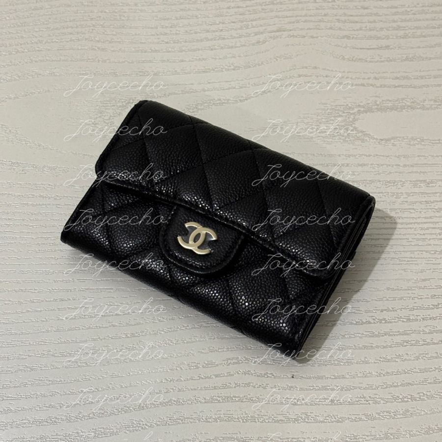 『全新全配』Chanel 香奈兒 新款CF單層拉鍊卡包 黑金單層卡包-3