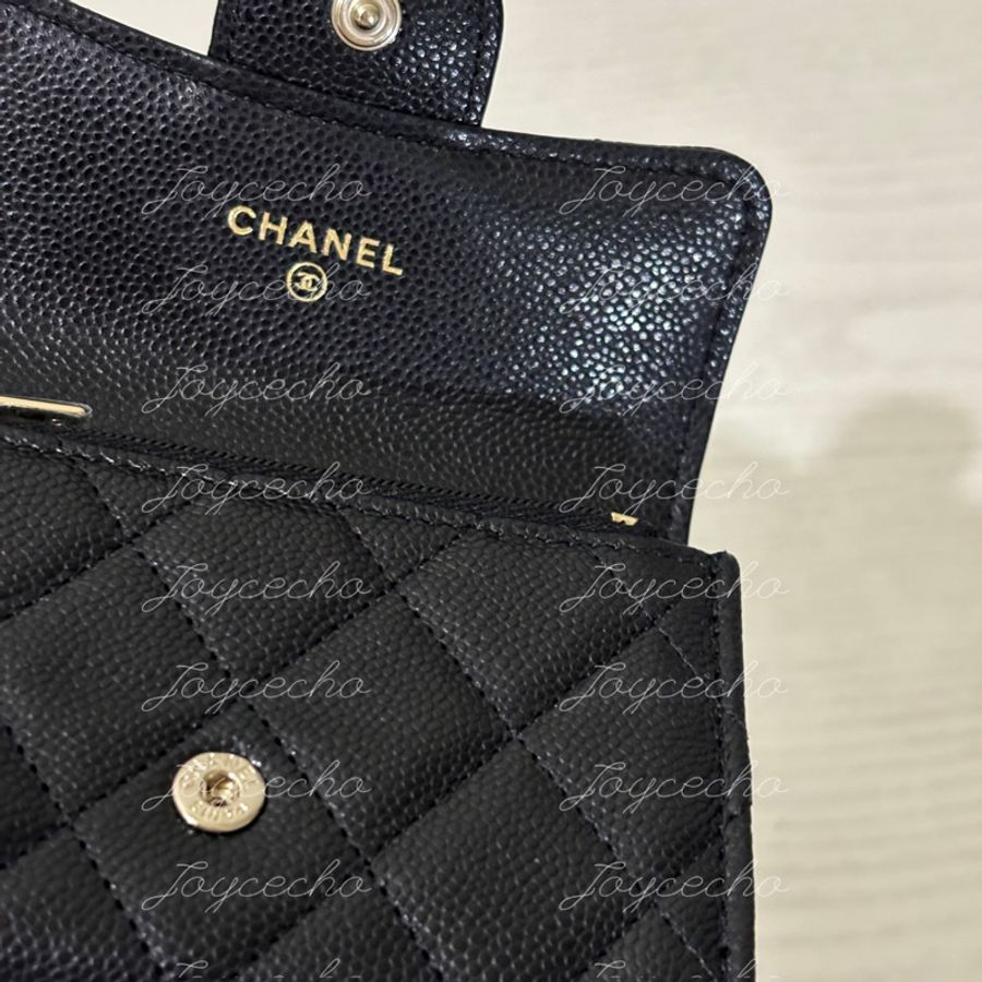 『全新全配』Chanel 香奈兒 新款CF單層拉鍊卡包 黑金單層卡包-7
