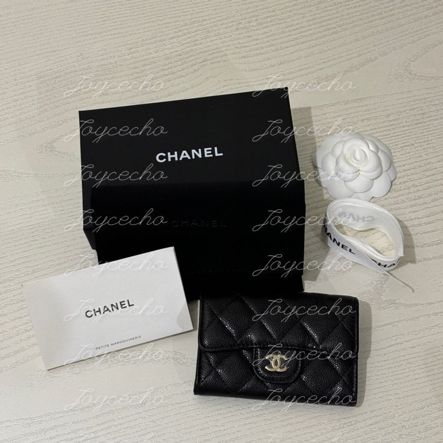 『全新全配』Chanel 香奈兒 新款CF單層拉鍊卡包 黑金單層卡包-17