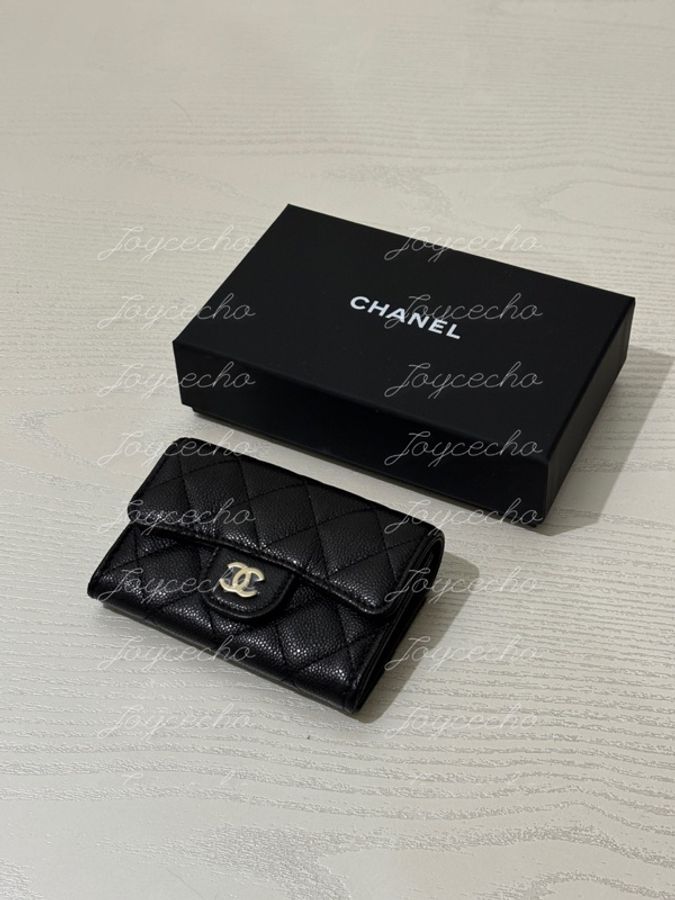 『全新全配』Chanel 香奈兒 新款CF單層拉鍊卡包 黑金單層卡包-1