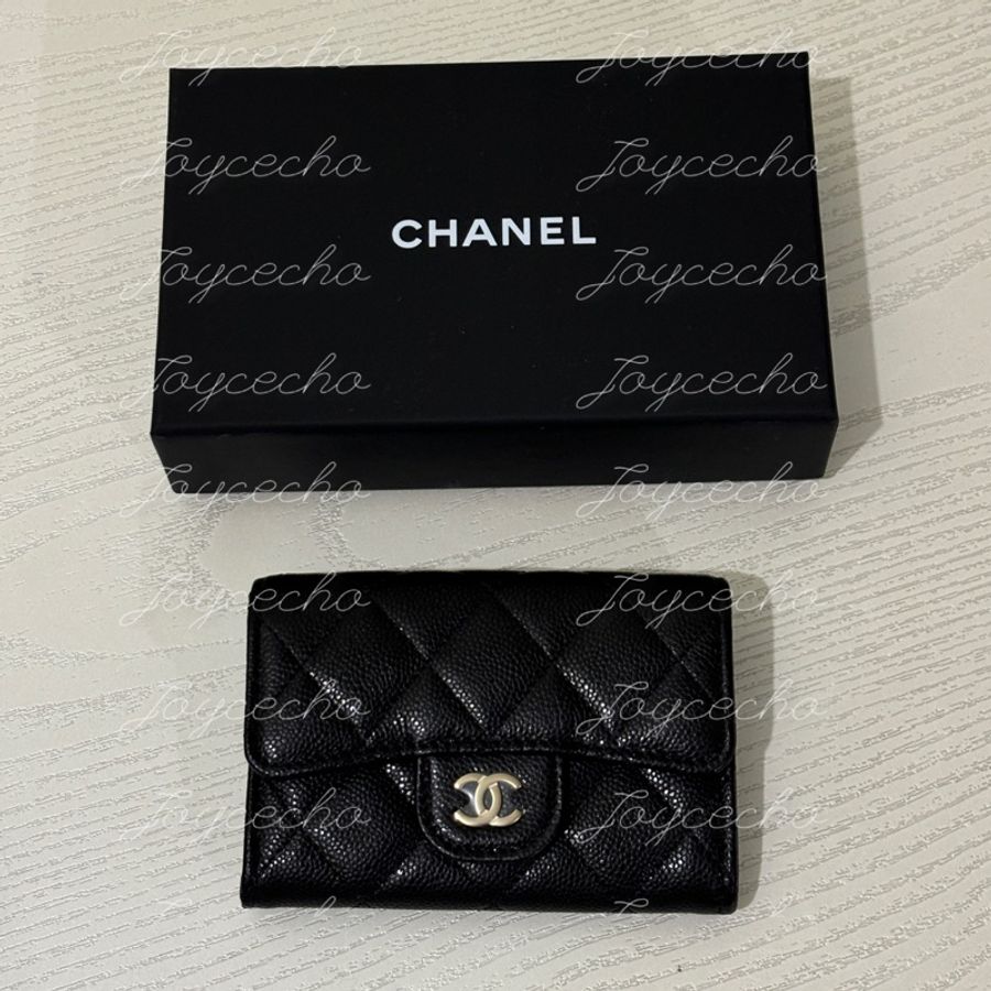 『全新全配』Chanel 香奈兒 新款CF單層拉鍊卡包 黑金單層卡包-2