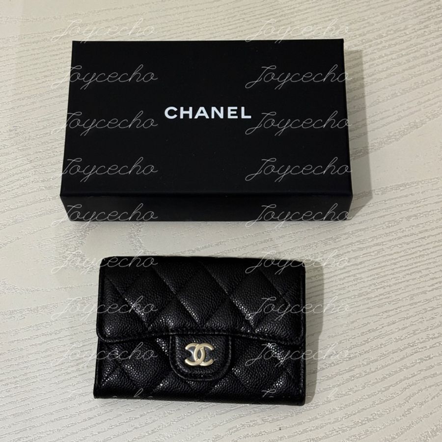 『全新全配』Chanel 香奈兒 新款CF單層拉鍊卡包 黑金單層卡包-3