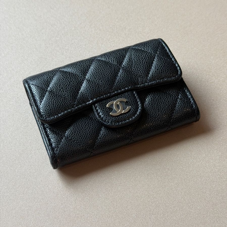 『全新全配』Chanel 香奈兒 新款CF單層拉鍊卡包 黑金單層卡包-5