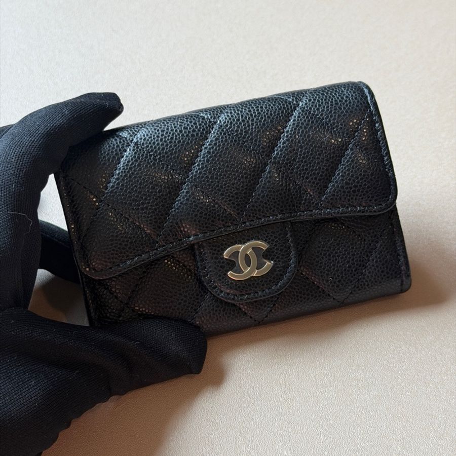 『全新全配』Chanel 香奈兒 新款CF單層拉鍊卡包 黑金單層卡包-6