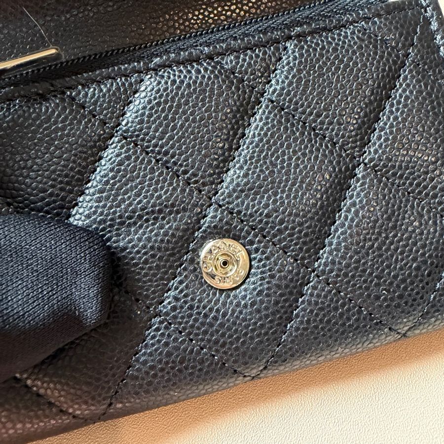 『全新全配』Chanel 香奈兒 新款CF單層拉鍊卡包 黑金單層卡包-7