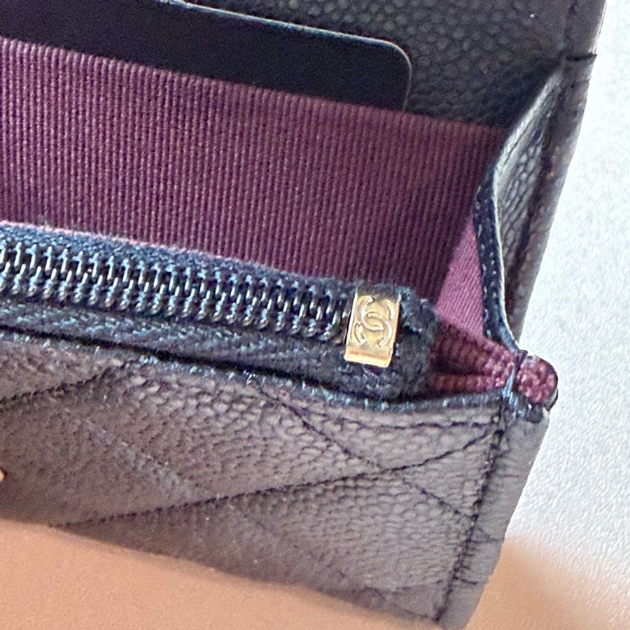 『全新全配』Chanel 香奈兒 新款CF單層拉鍊卡包 黑金單層卡包-15