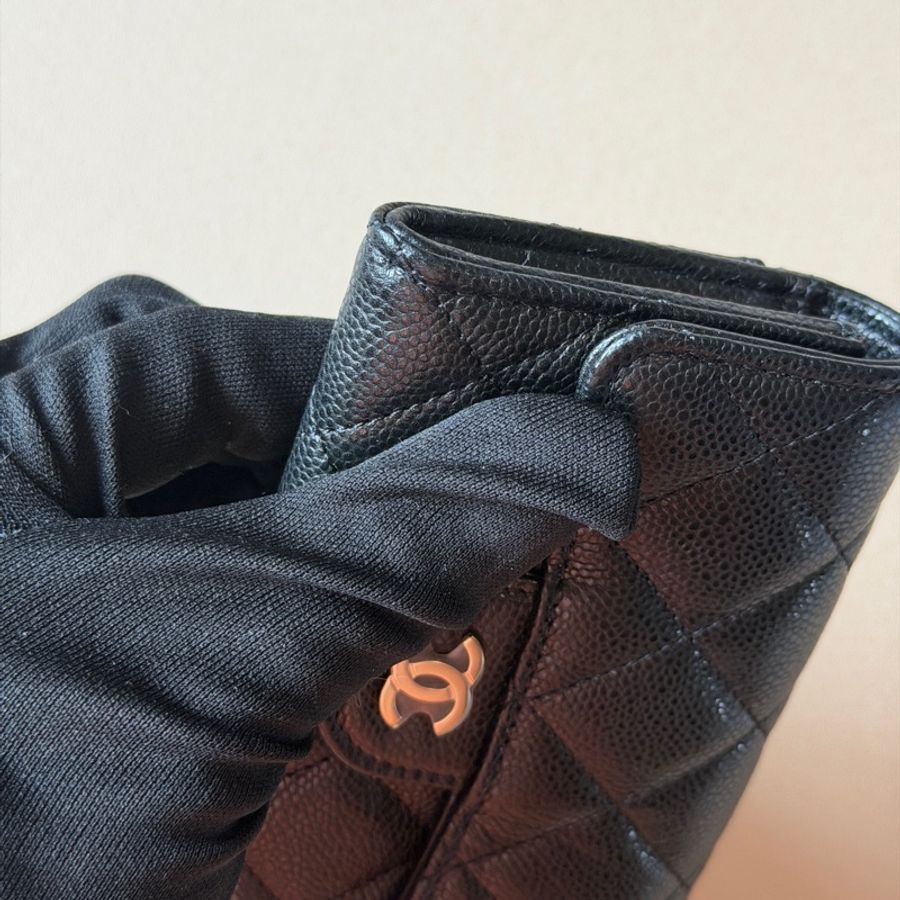 『全新全配』Chanel 香奈兒 新款CF單層拉鍊卡包 黑金單層卡包-34