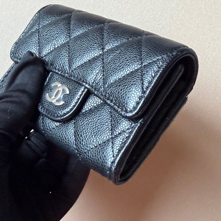 『全新全配』Chanel 香奈兒 新款CF單層拉鍊卡包 黑金單層卡包-36