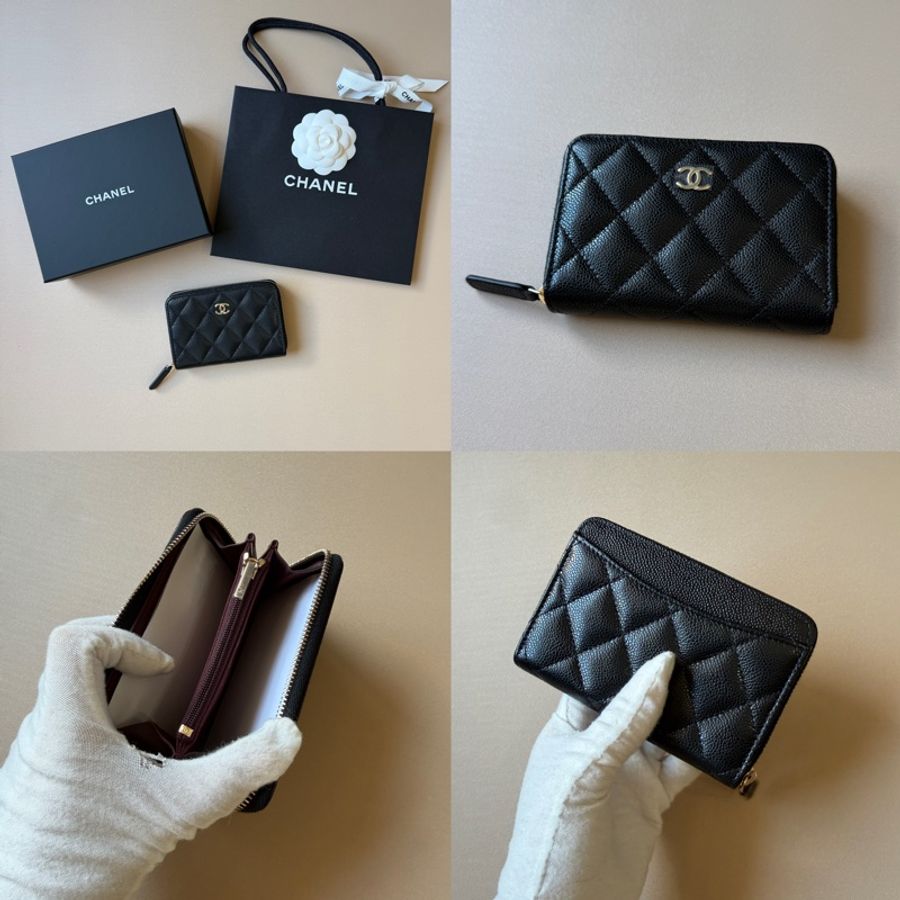 914intheair精品代購『全新全配』Chanel 香奈兒 新款大ㄇ零錢包 黑金牛 短夾-0