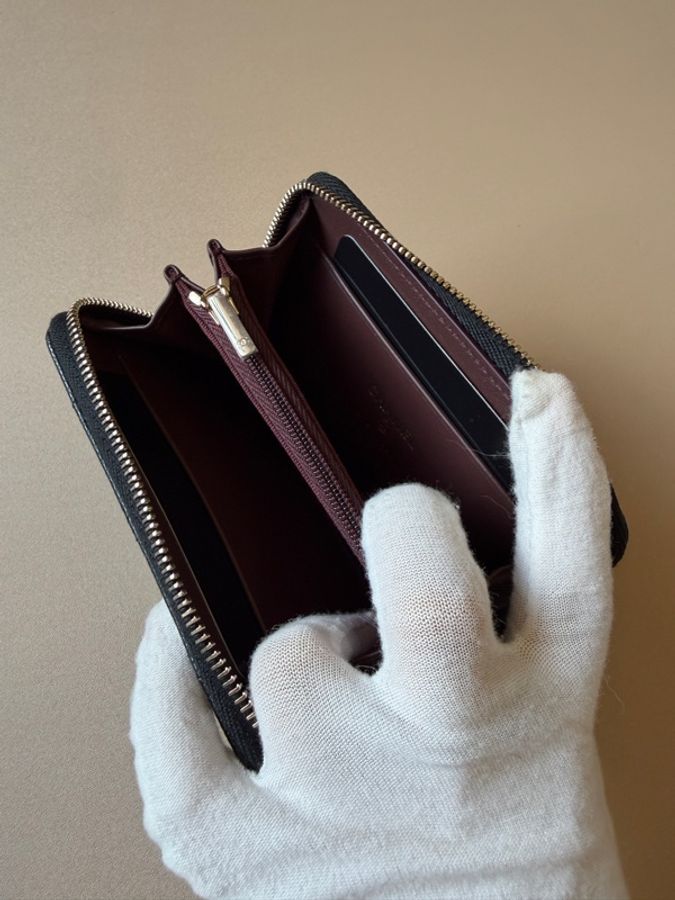 914intheair精品代購『全新全配』Chanel 香奈兒 新款大ㄇ零錢包 黑金牛 短夾-4