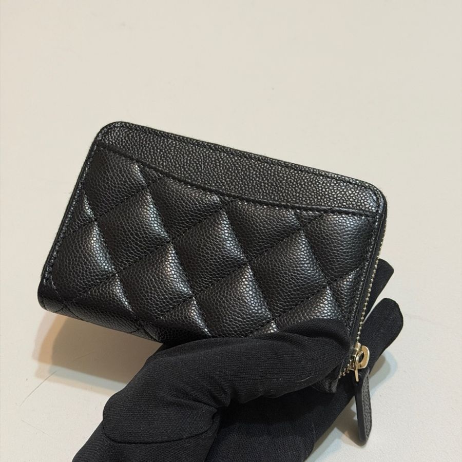 914intheair精品代購『全新全配』Chanel 香奈兒 新款大ㄇ零錢包 黑金牛 短夾-6