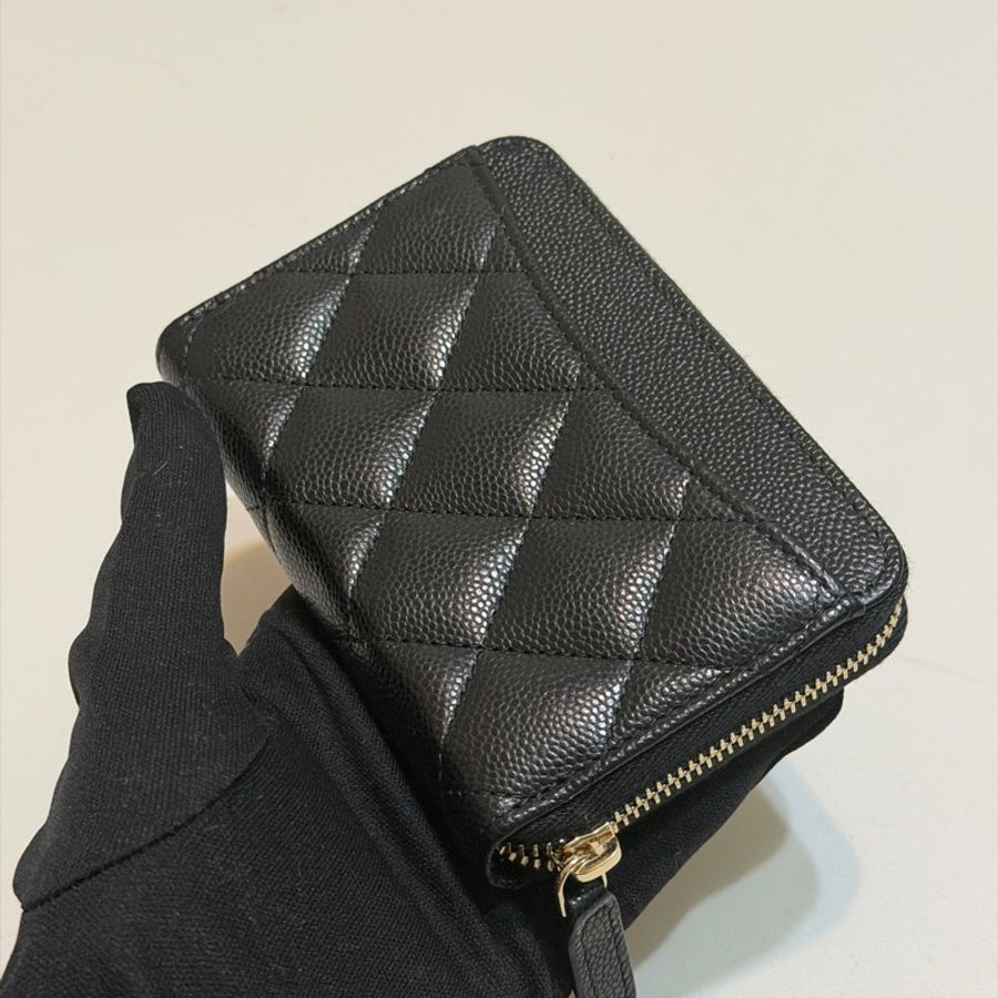 914intheair精品代購『全新全配』Chanel 香奈兒 新款大ㄇ零錢包 黑金牛 短夾-9