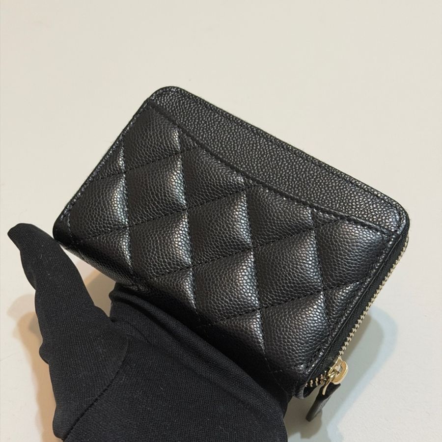 914intheair精品代購『全新全配』Chanel 香奈兒 新款大ㄇ零錢包 黑金牛 短夾-15