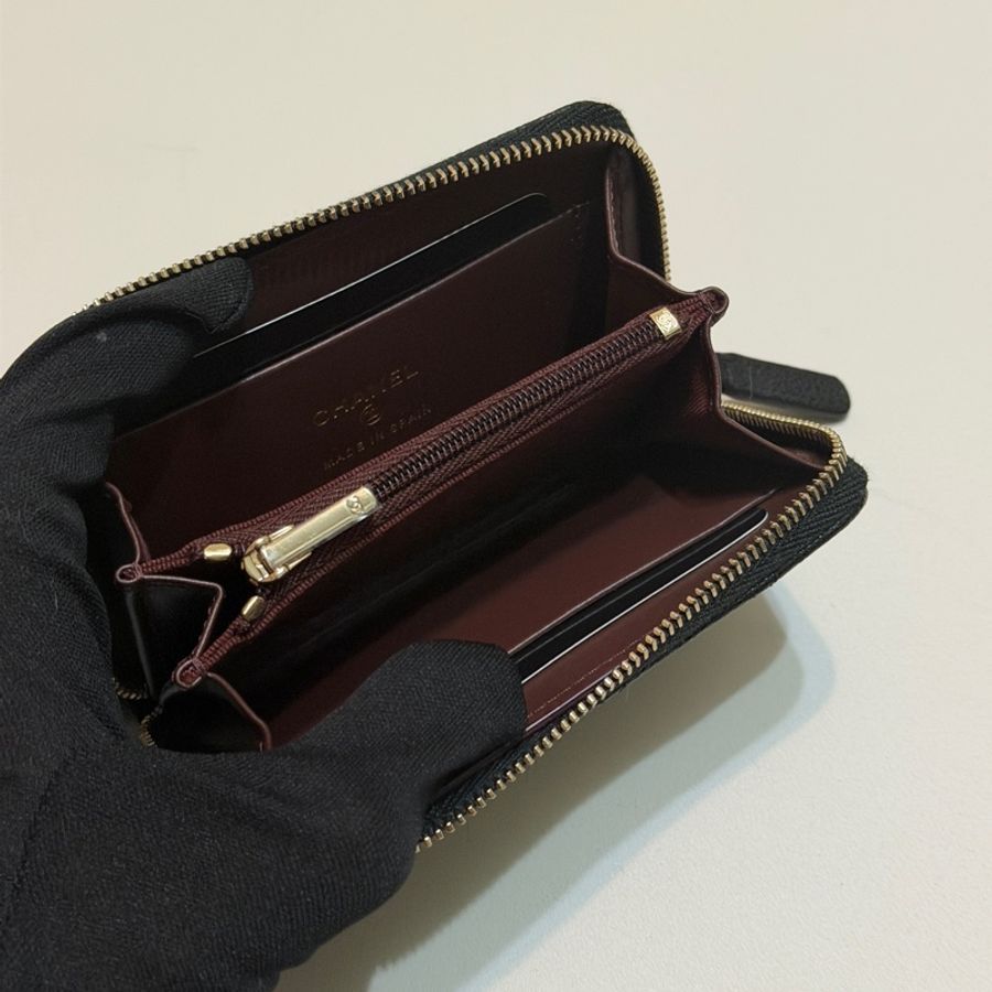 914intheair精品代購『全新全配』Chanel 香奈兒 新款大ㄇ零錢包 黑金牛 短夾-18