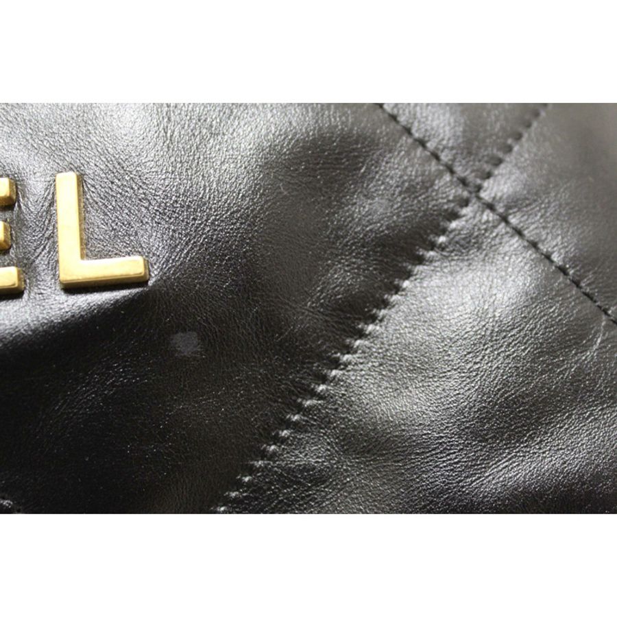 Chanel Black Chanel 22 Calfskin Leather Drawstring Chain Backpack-8