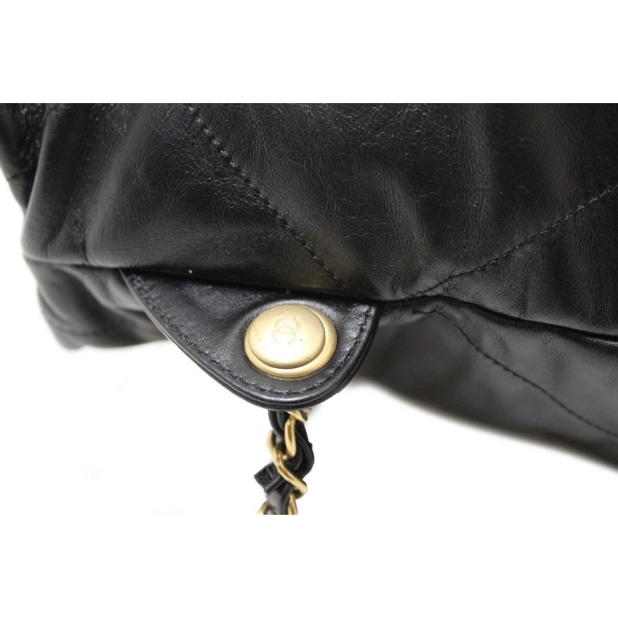 Chanel Black Chanel 22 Calfskin Leather Drawstring Chain Backpack-9