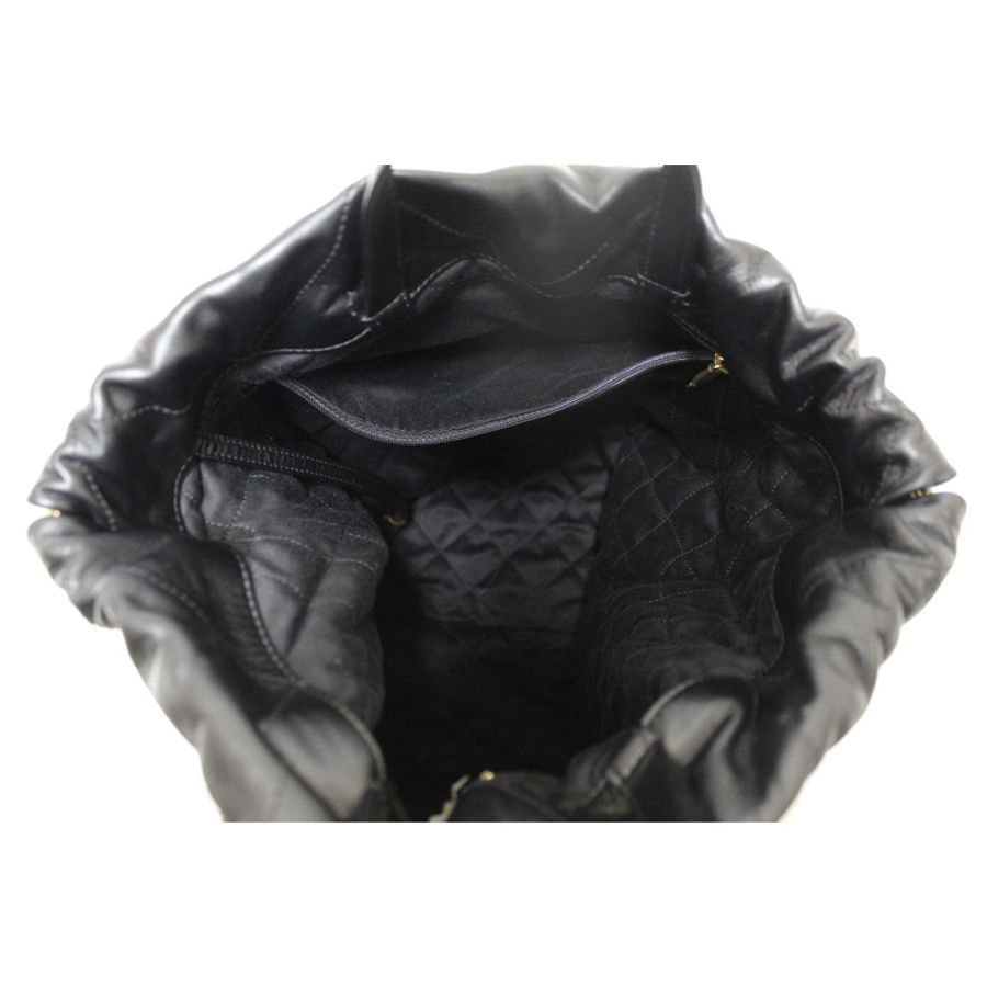 Chanel Black Chanel 22 Calfskin Leather Drawstring Chain Backpack-13