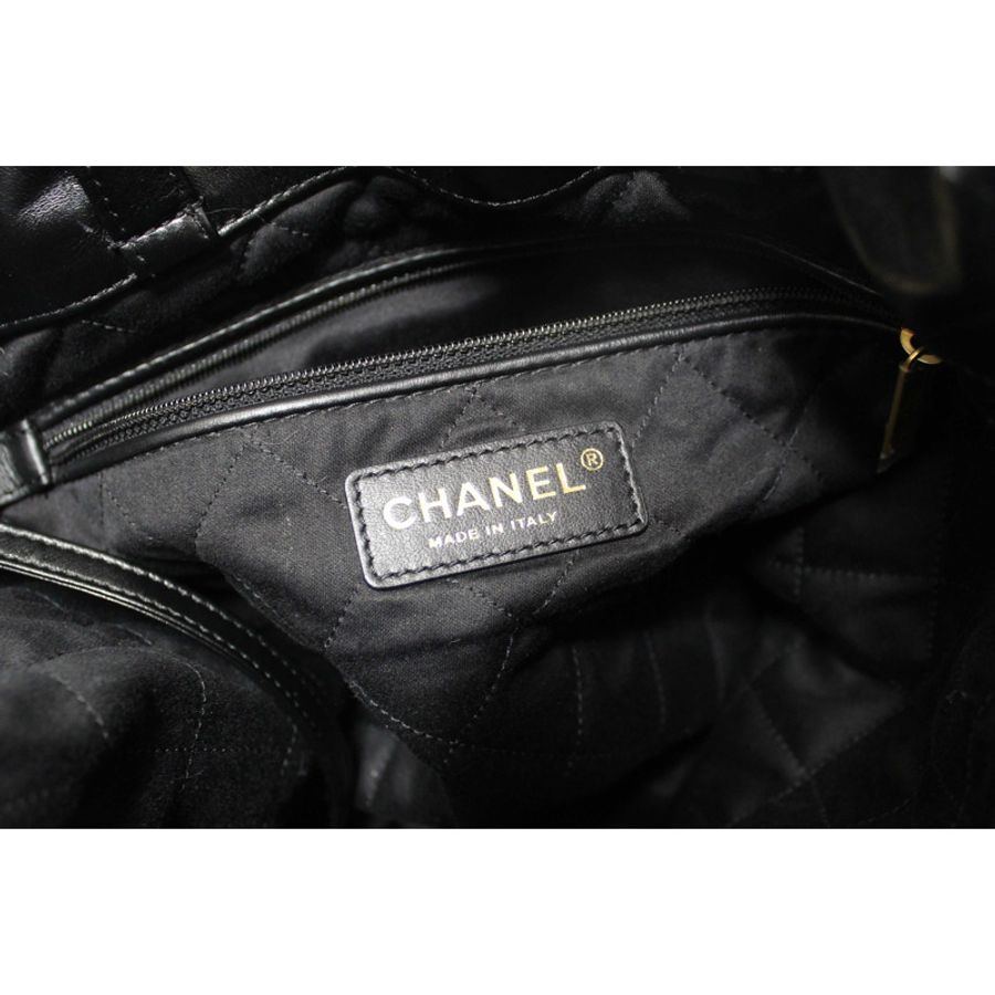 Chanel Black Chanel 22 Calfskin Leather Drawstring Chain Backpack-16