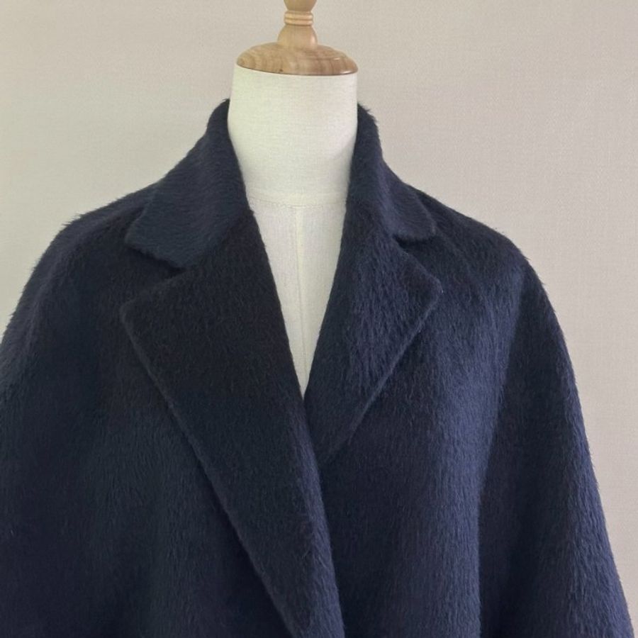Max Mara Sequoia系列駱駝絨海馬毛純色翻領大衣 肩寬60 胸圍130 衣長90 99新-1