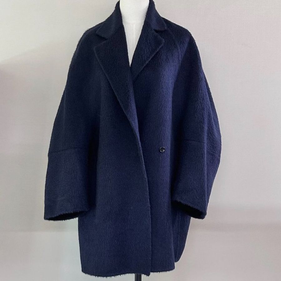Max Mara Sequoia系列駱駝絨海馬毛純色翻領大衣 肩寬60 胸圍130 衣長90 99新-4