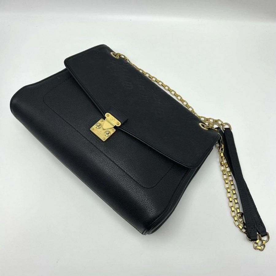 LV 黑金全皮壓紋肩背鏈條包31.5*22*10 98新配件塵袋-2