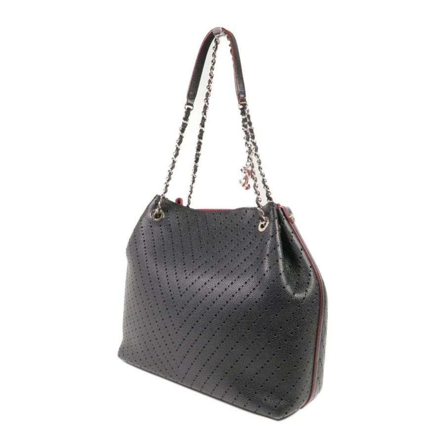 CHANEL 牛皮皮革Chain Shoulder金扣鏈帶肩背袋-2
