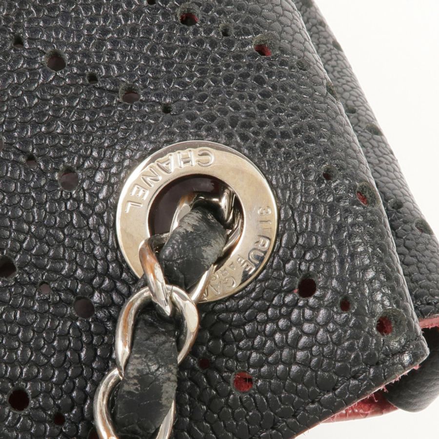 CHANEL 牛皮皮革Chain Shoulder金扣鏈帶肩背袋-10