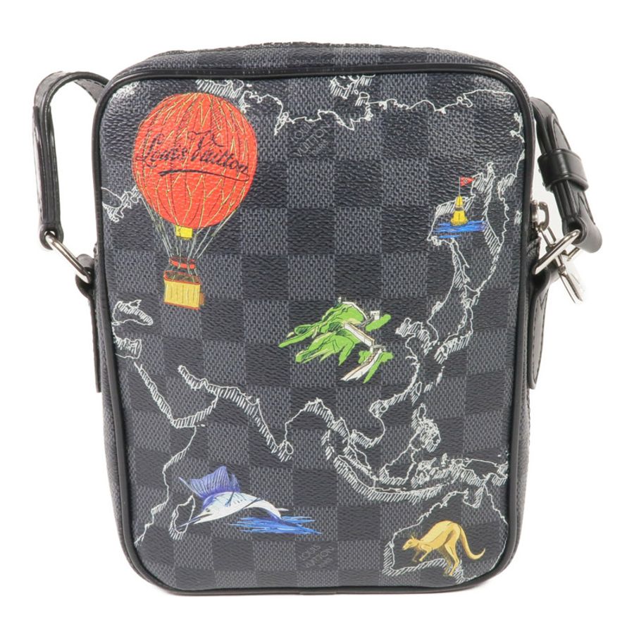LOUIS VUITTON Damier Graphite Danube Slim PM銀扣肩背袋-1