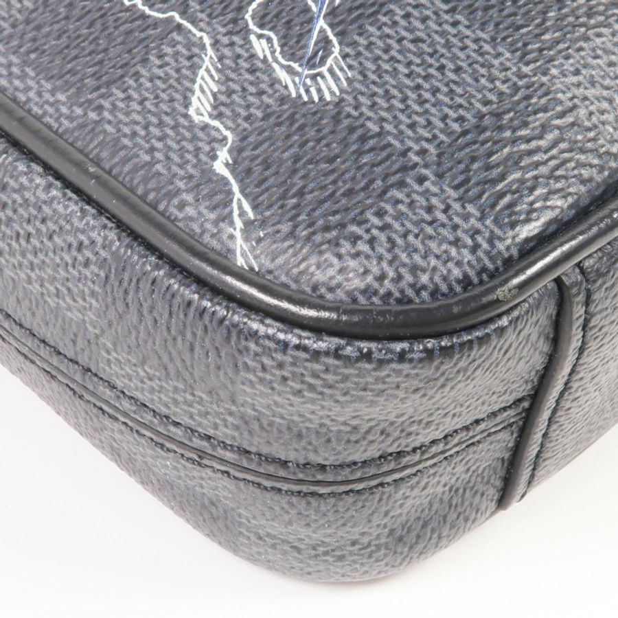 LOUIS VUITTON Damier Graphite Danube Slim PM銀扣肩背袋-8
