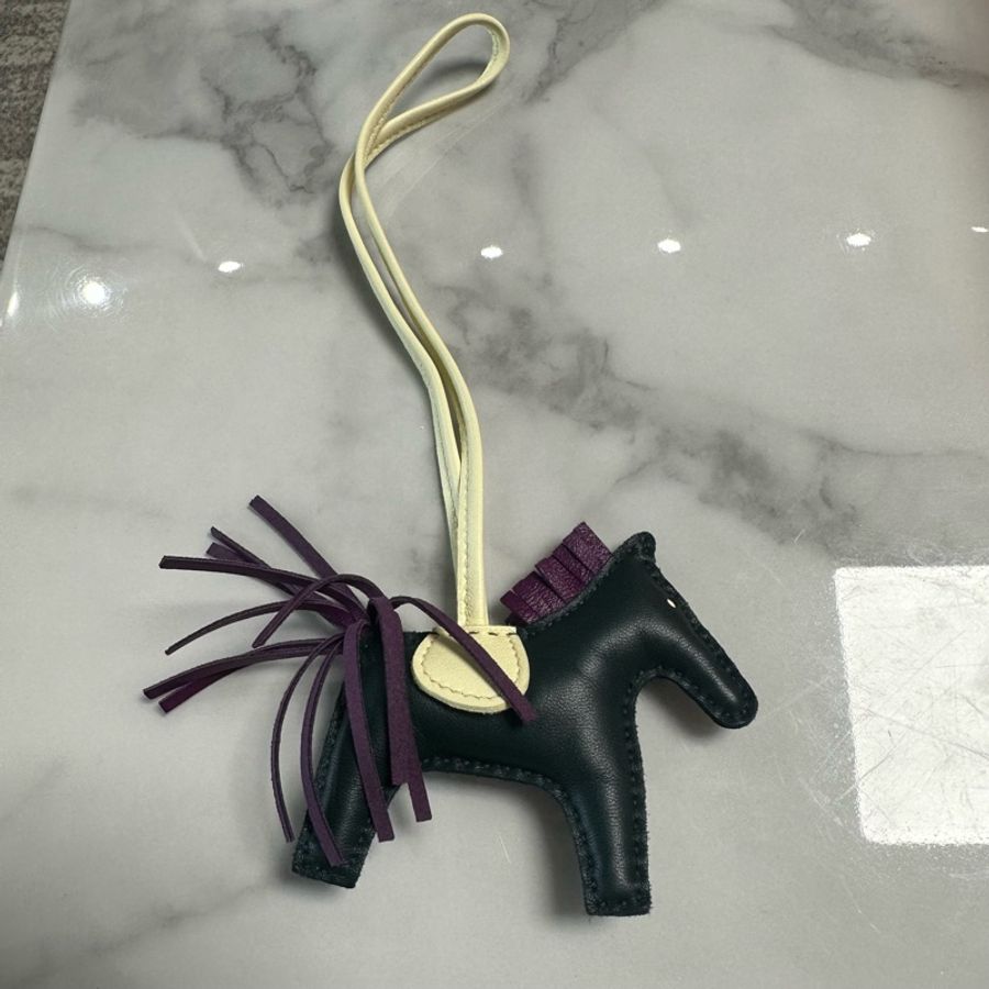 HERMES爱马仕 Rodeo 13 小马造型 Milo小羊皮 包周边 女款 柏树绿拼紫色拼弥尔顿黄-5