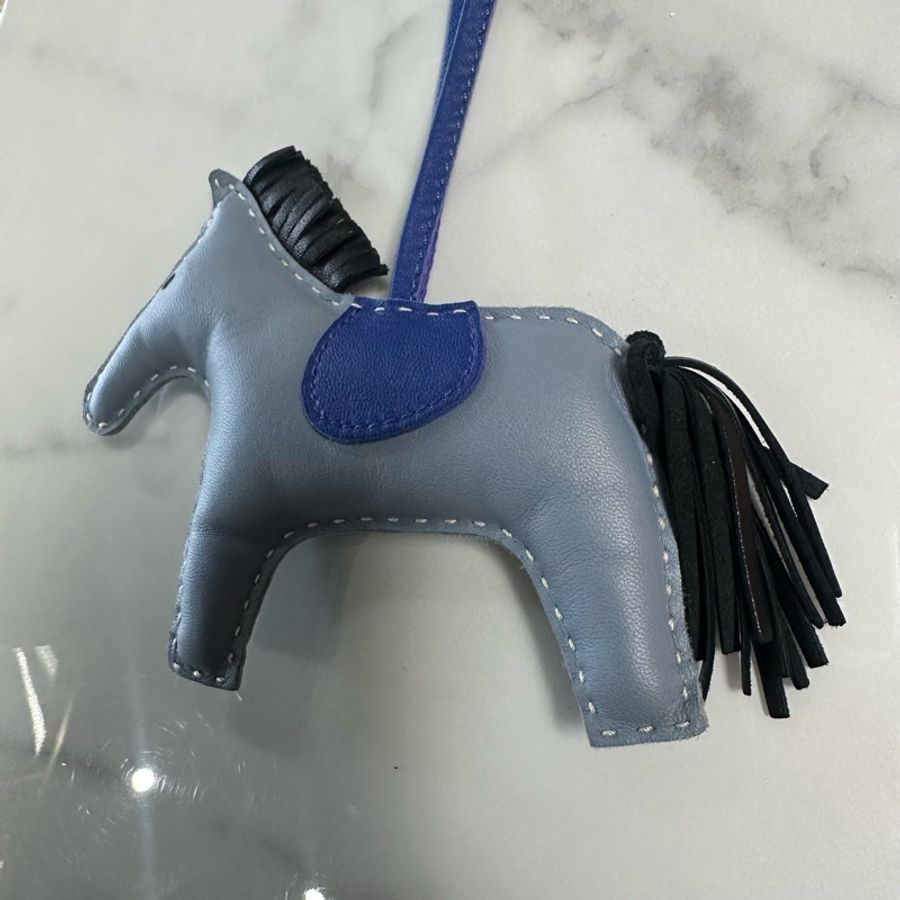 HERMES爱马仕 Rodeo 小马造型 Rodeo 皮革 挂件 黑蓝色-5