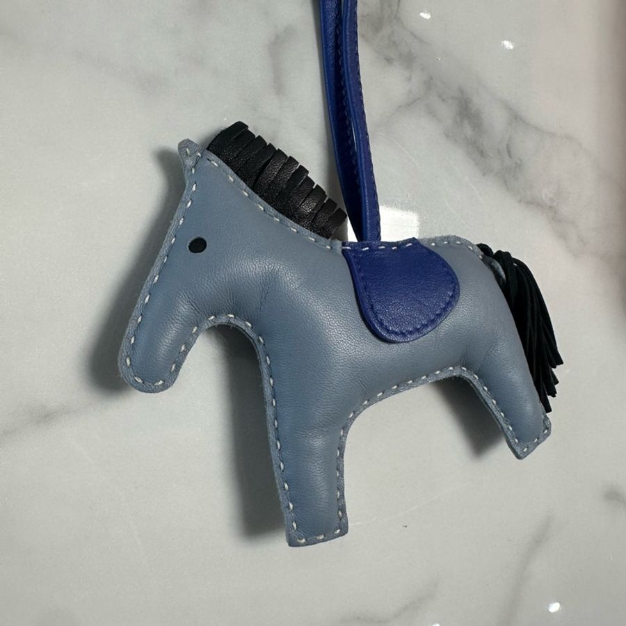 HERMES爱马仕 Rodeo 小马造型 Rodeo 皮革 挂件 黑蓝色-6