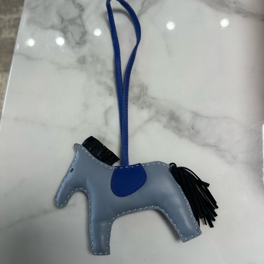 HERMES爱马仕 Rodeo 小马造型 Rodeo 皮革 挂件 黑蓝色-7