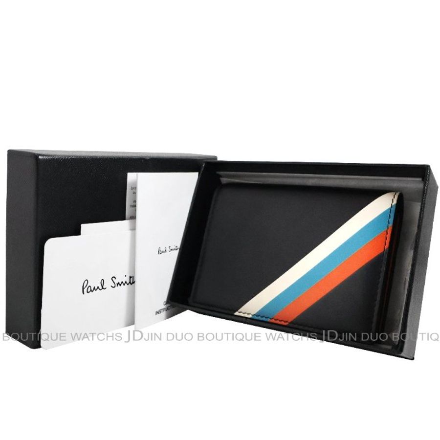 金鐸精品~2492 PAUL SMITH PS 保羅·史密斯黑色小牛皮二折卡夾 名片夾 全新品-0