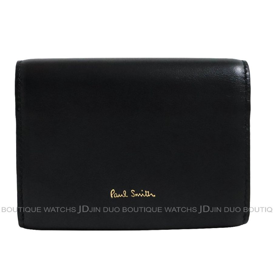 金鐸精品~2492 PAUL SMITH PS 保羅·史密斯黑色小牛皮二折卡夾 名片夾 全新品-2