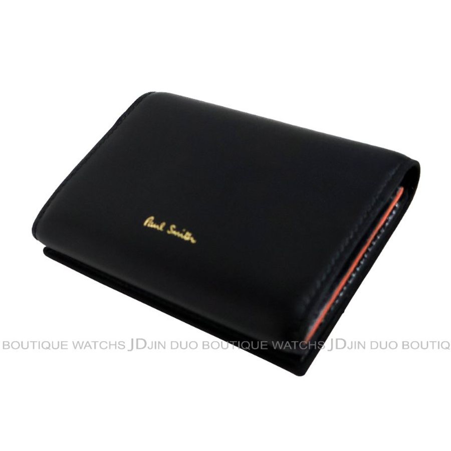金鐸精品~2492 PAUL SMITH PS 保羅·史密斯黑色小牛皮二折卡夾 名片夾 全新品-4