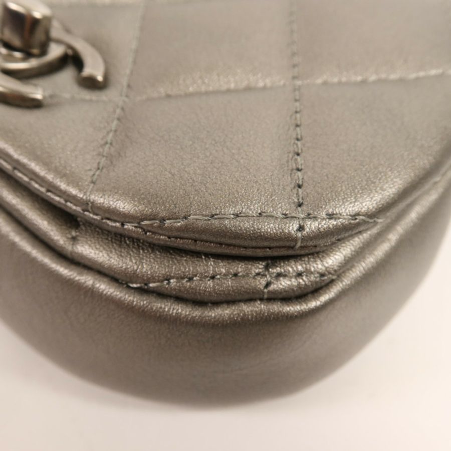 CHANEL 牛皮皮革Chain Shoulder銀扣鏈帶肩背袋-5