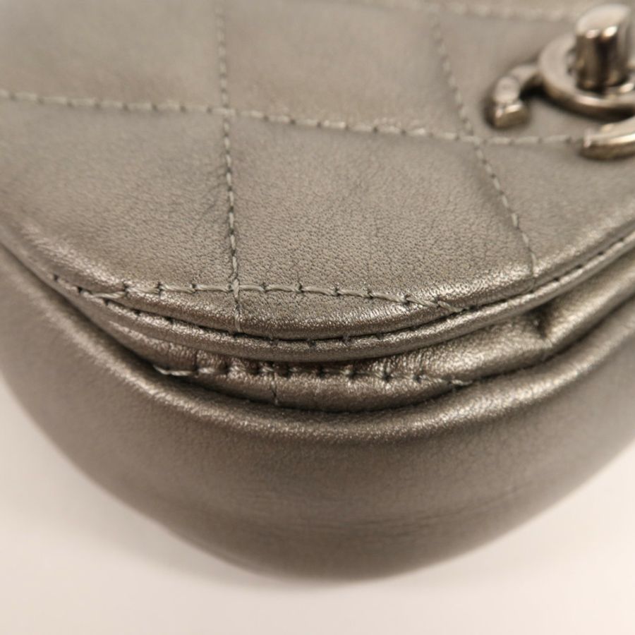 CHANEL 牛皮皮革Chain Shoulder銀扣鏈帶肩背袋-6
