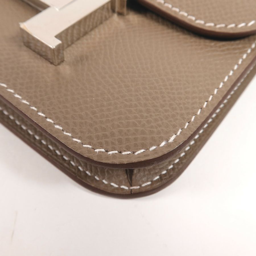 HERMES Evercolor皮革Constance Slim銀扣錢包Etoupe-8