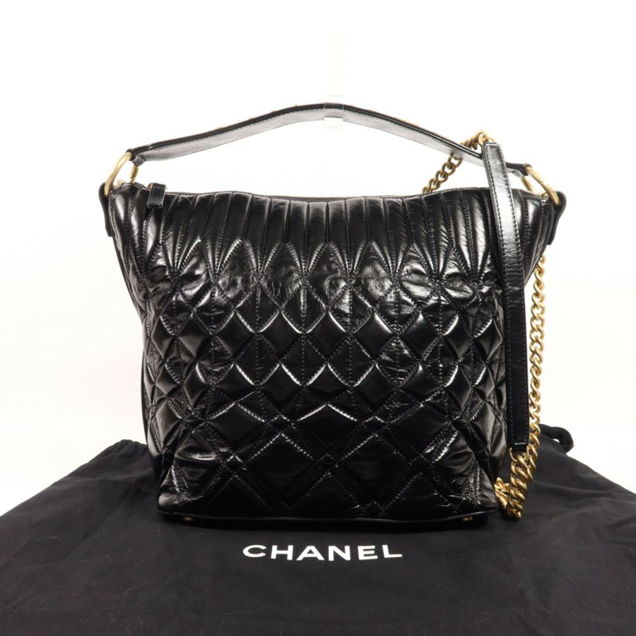 CHANEL 牛皮皮革Shoulder Bag金扣手挽肩背兩用袋-12