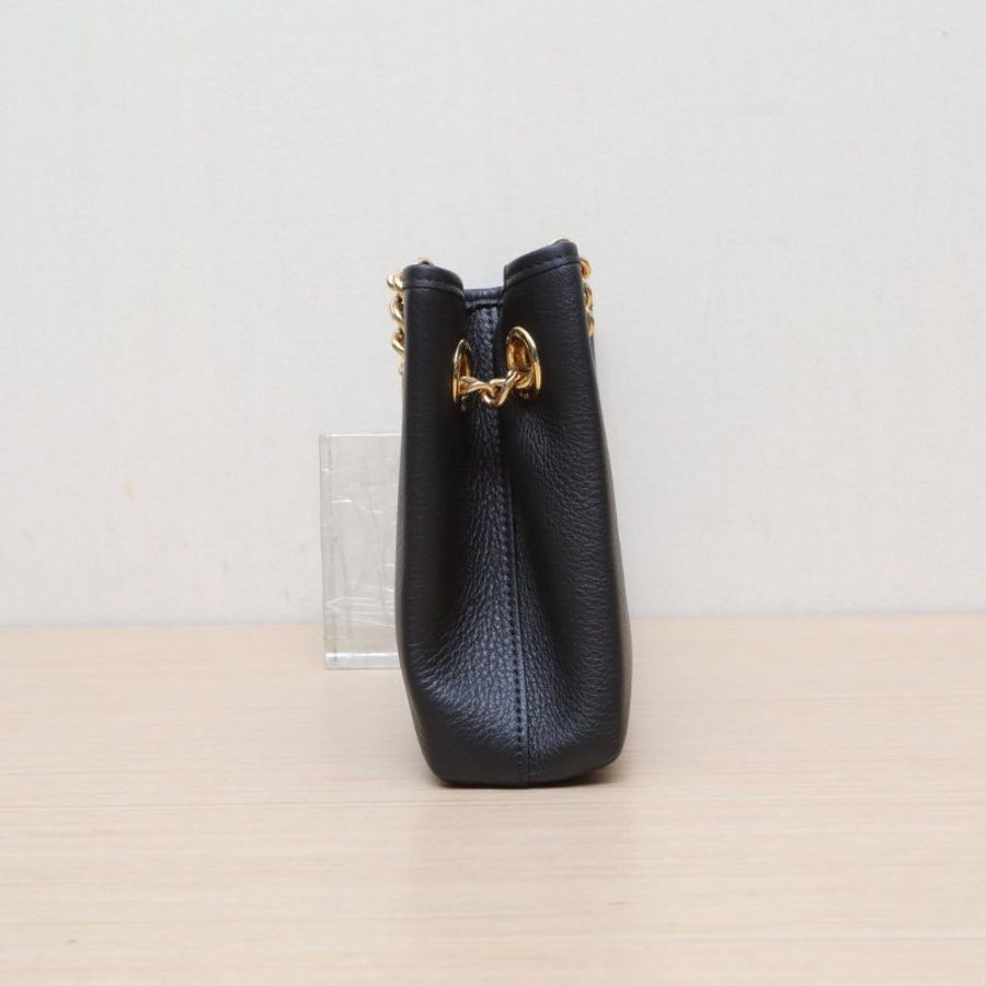 CELINE 黑色牛皮金扣CelineNewspaperbag凱旋門鏈條包肩背包-2