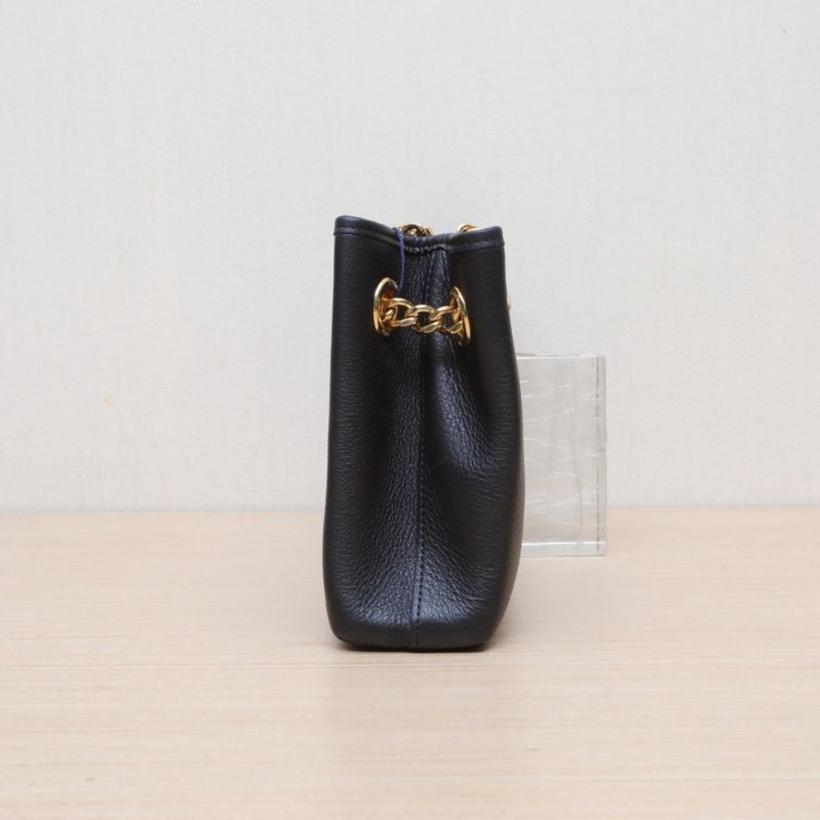 CELINE 黑色牛皮金扣CelineNewspaperbag凱旋門鏈條包肩背包-3