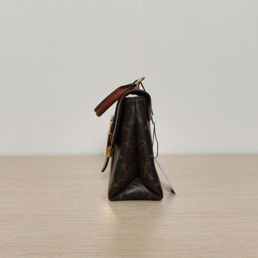 LOUIS VUITTON LockyBB鎖頭包焦糖色PVC金扣晶片老花肩背包-1