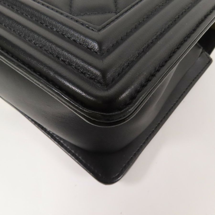 CHANEL 羊皮皮革Boy 25 2Way Shoulder Bag金扣鏈帶手挽肩背兩用袋-16